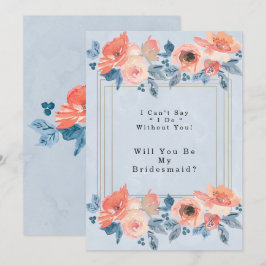 Coral Dusty Blue Gold zal mijn Bridesmaid zijn Kaart