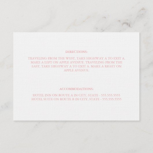 Coral Eat, Drink & trouwen | Behuizing Informatiekaartje (Achterkant)