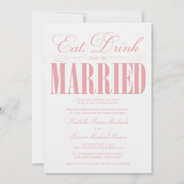 Coral Eat, Drink & trouwen | Huwelijksuitnodiging Kaart