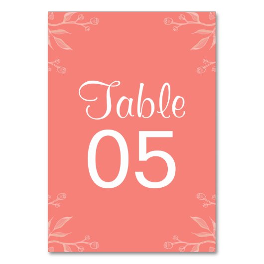 Coral | Eenvoudige en elegante Trouwtafel Kaart (Voorkant)