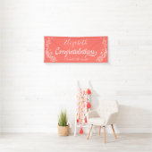 Coral Elegant Chic Afstuderen Class of 2019 Spandoek (Insitu)