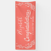 Coral Elegant Chic Afstuderen Class of 2019 Spandoek (Verticaal)