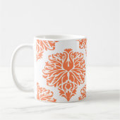 Coral Elegant Damask Coffee Mok (Links)