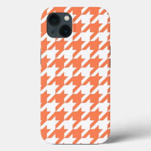 Coral Elegant Houndstooth iPhone 13 Hoesje