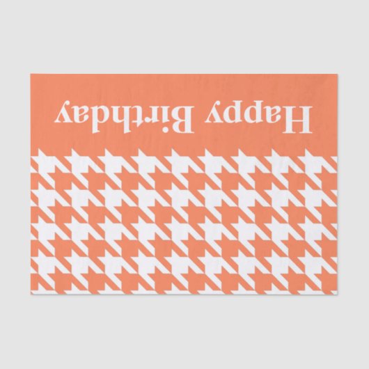 Coral Elegant Houndstooth met aangepaste tekst Tissuepapier (Voorkant)