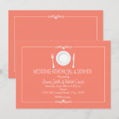 Coral Elegant Wedding Repetitie Diner Uitnodiging (Voorkant / Achterkant)