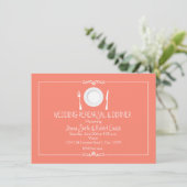 Coral Elegant Wedding Repetitie Diner Uitnodiging (Staand voorkant)