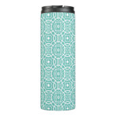 Coral en Aqua Quatrefoil Aangepast monogram Thermosbeker (Achterkant)