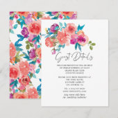 Coral en Fandango Floral Wedding Guest - Gegevens Informatiekaartje (Voorkant / Achterkant)