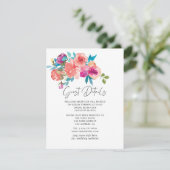 Coral en Fandango Floral Wedding Guest - Gegevens Informatiekaartje (Staand voorkant)