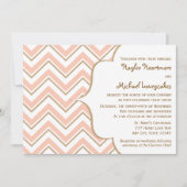 Coral en Gold Chevron Wedding Kaart (Voorkant)