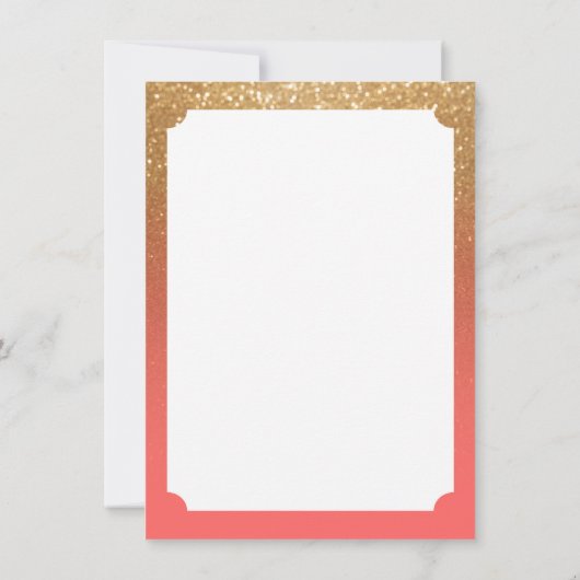 Coral en Gold Glitter - Hartelijk dank Bedankkaart (Achterkant)