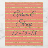 Coral- en goudstrips wijn etiket (Enkel label)