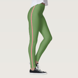 Coral en groene racingstreep leggings