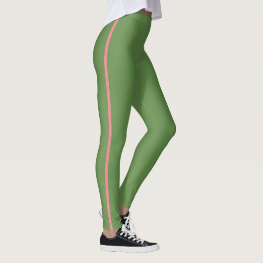 Coral en groene racingstreep leggings (Rechts)