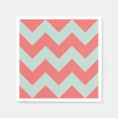 Coral en Mint Green Moderne Chevron Servet (Voorkant)