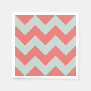 Coral en Mint Green Moderne Chevron Servet