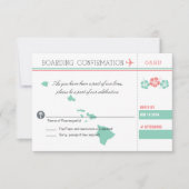 Coral en Mint OAHU Wedding RSVP Boarding Pass (Voorkant)