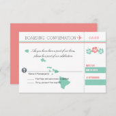 Coral en Mint OAHU Wedding RSVP Boarding Pass (Voorkant / Achterkant)