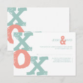 Coral en Mint XOX Wedding RSVP (Voorkant / Achterkant)