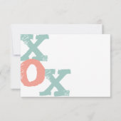 Coral en Mint XOX Wedding RSVP Kaartje (Achterkant)
