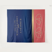 Coral en Navy Blue met gouden harten Wandkleed (Voorkant (horizontaal))