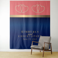 Coral en Navy Blue met gouden harten