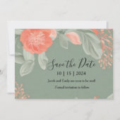 Coral en Salie - Romantische Save the Date Kaart (Voorkant)