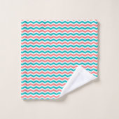 Coral en Teal Chevron Bad Handdoek (Wasdoekje)
