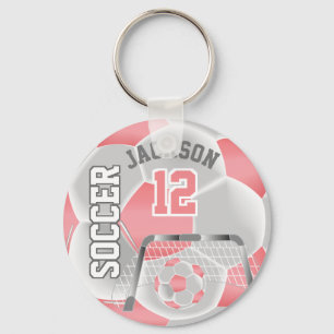 Coral en White ⚽ Ball Sport Sleutelhanger