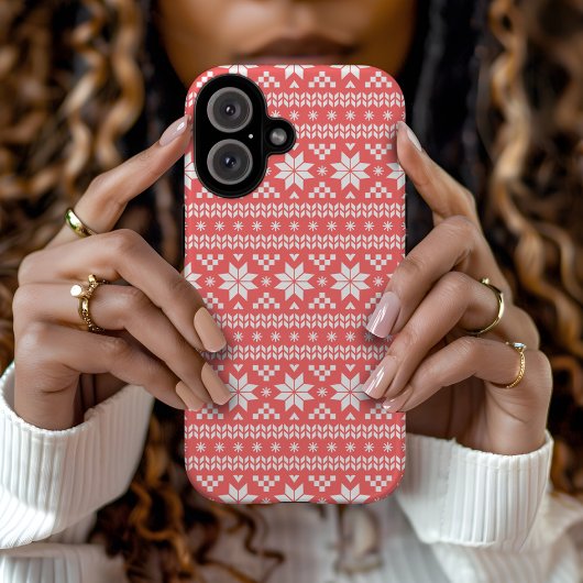 Coral Fair Isle-kerstkeuken Case-Mate iPhone Case