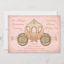 Coral Fairytale Princess Quinceanera Kaart