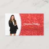 Coral Faux Glitter Professionele Foto Visitekaartje (Voorkant)