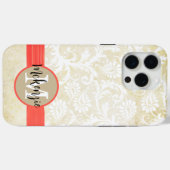 Coral Faux Rhinstone Gepersonaliseerde Damask iPho Case-Mate iPhone Case (Achterkant (horizontaal))