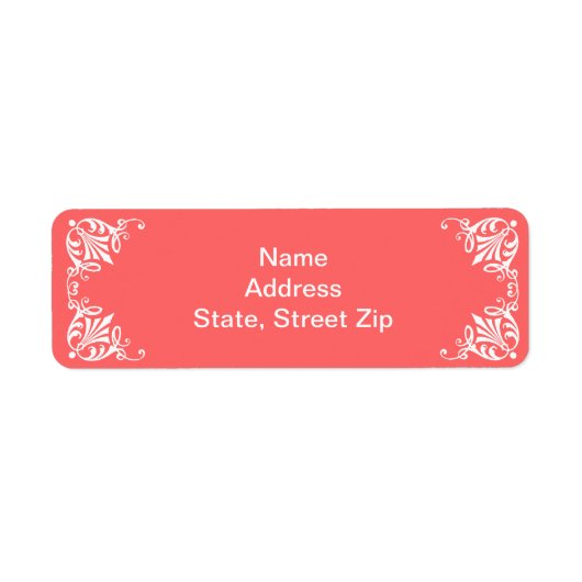 Coral Filigree Border Etiket (Voorkant)