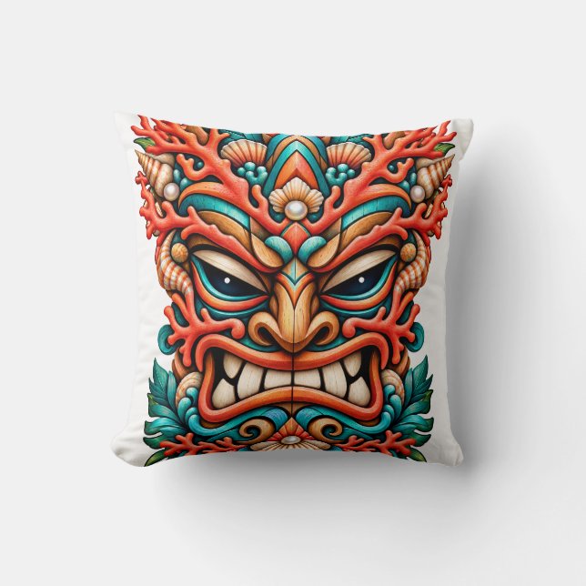 Coral Fire Tiki Kussensloop Kussen (Voorkant)