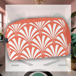 Coral Fizz and White Fans Art Deco Toiletry Bag Toilettasje