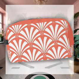 Coral Fizz en witte Art Deco Toilettas Toilettasje