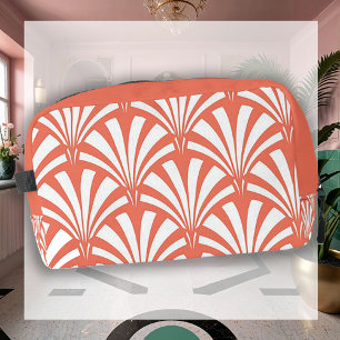 Coral Fizz en witte Art Deco Toilettas Toilettasje