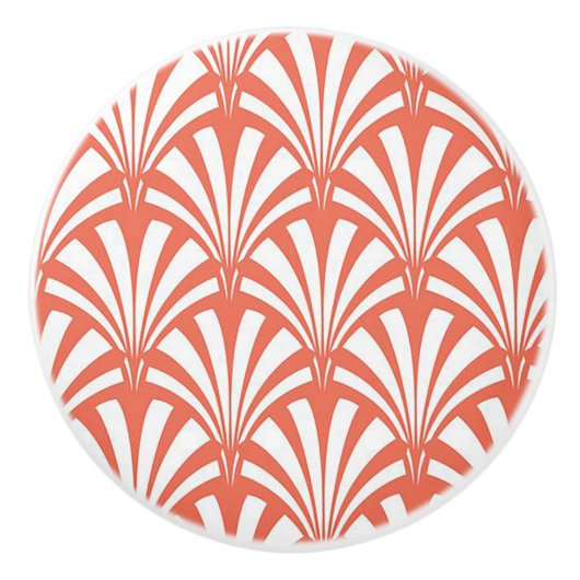 Coral Fizz en witte waaier Keramische Knop (Voorkant)