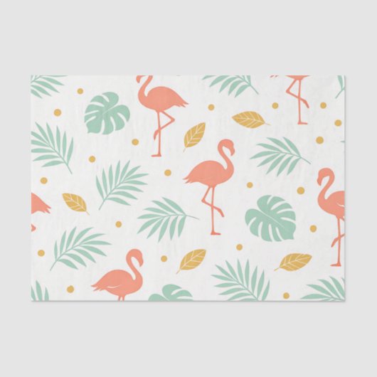 Coral Flamingo Tropical Leaf Pattern Tissuepapier (Voorkant)