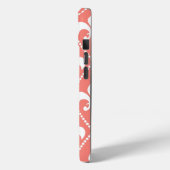 Coral Fleur de Lis met monogram Case-Mate iPhone Case (Achterkant / Links)