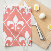 Coral Fleur de Lis Theedoek (Quarter Fold)