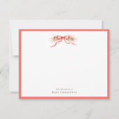 Coral Floral Bow Nursery Note Card – Personalized Notitiekaartje (Voorkant)
