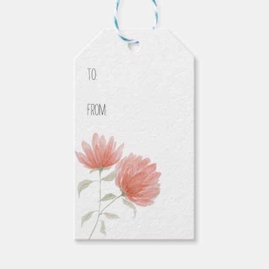 Coral Floral Gift Label Cadeaulabel (Voorkant)