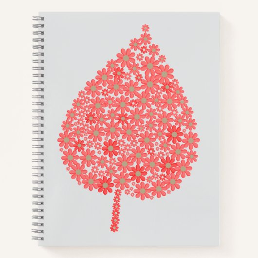 Coral Floral Leaf Design – Boho Botanical Leaf Mad Notitieboek (Voorkant)