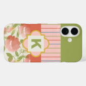 Coral Floral Monogram Case-Mate iPhone Case (Achterkant (horizontaal))