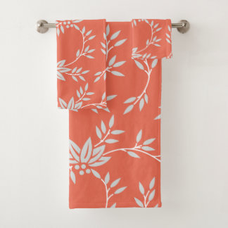 Coral Floral Pattern Bad Handdoek