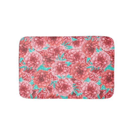 Coral Floral Pattern Badmat (Voorkant)