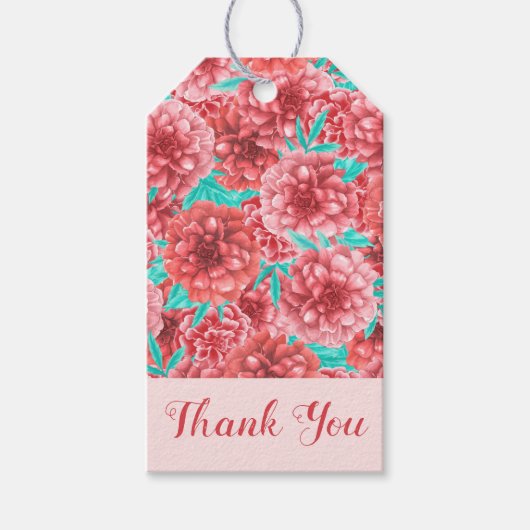 Coral Floral Pattern Cadeaulabel (Voorkant)
